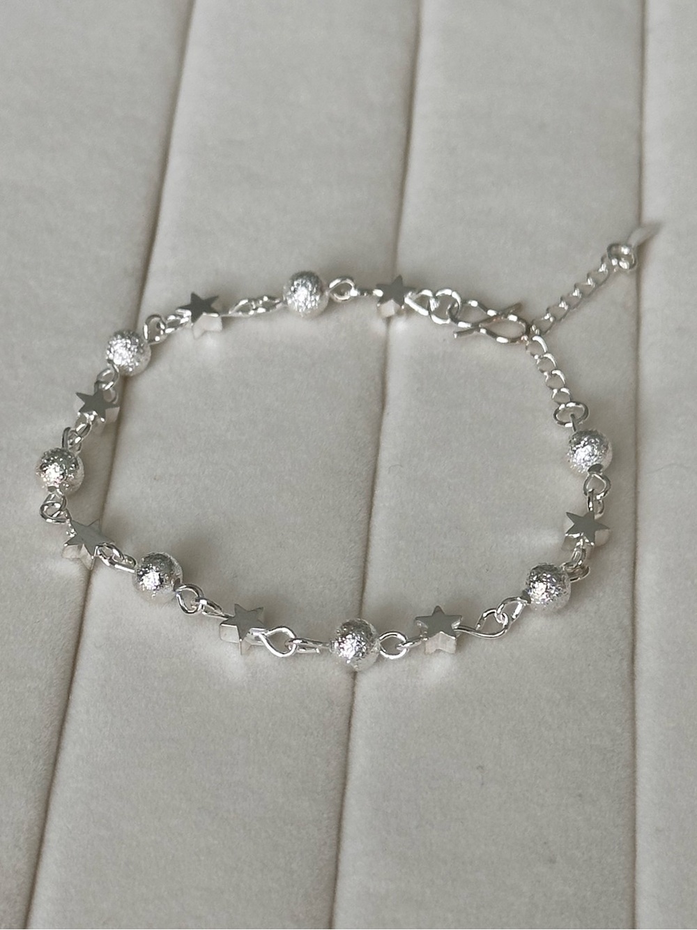 925 Sterling Silver Star & Bead Bracelet